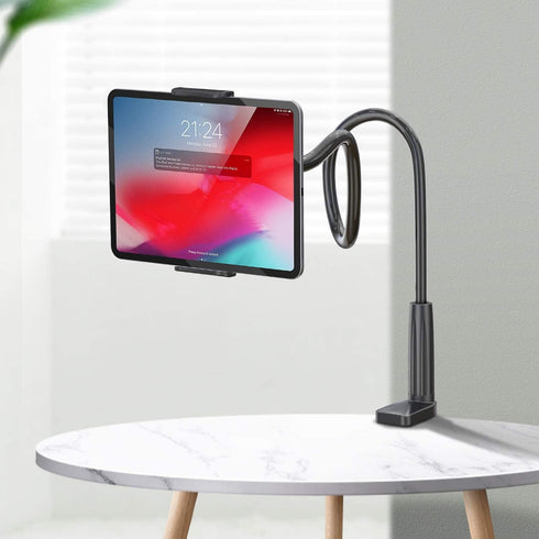 WixGear 4"-10.5" Tablet Holder for Bed - Gooseneck Tablet Holder Stand, Flexible Long Arm Gooseneck Mount Holder Clip
