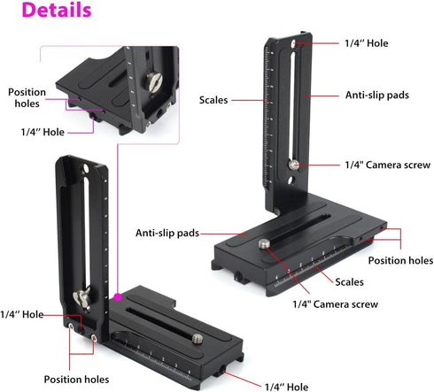 Akeipho RSC2 RS2/ RS3 L Bracket Vertical Mount Quick Release Plate for DJI Ronin / / S, Zhiyun Weebill S Gimbal, DSLR