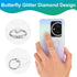Yolev 2pcs 360 Phone Ring Holder Stand Clear Butterfly Clear Phone Grip Finger Kickstand with Diamond Rotation Phones