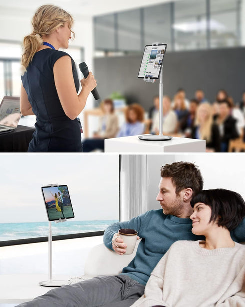 SAIJI Tablet Stand Holder, Height Adjustable Portable Monitor Stand, 360 Degree Rotating, Aluminum Alloy Cradle Mount