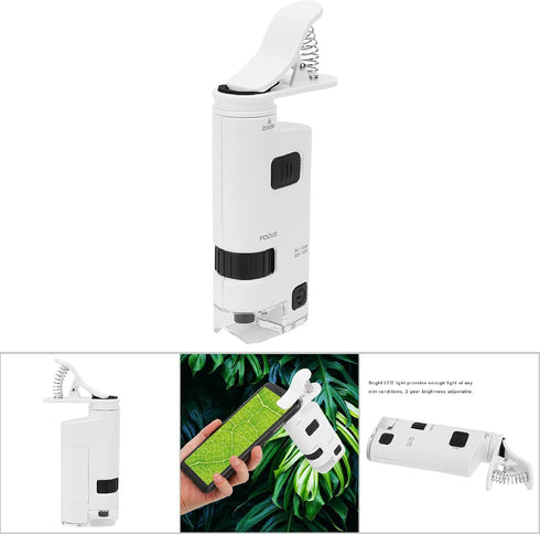 80-120X LED Cell Phone Microscope Mini Smart Phone Lens Magnifier for Jewelry Circuit Board Detection