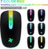 HZD LED Wireless Mouse, Slim Silent Rechargeable Optical Mouse with Type C Adapter, 3 Adjustable DPI Levels