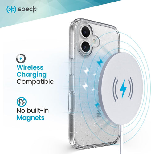 Speck 16 Clear iPhone Plus Case - Slim GemShell - Clear/Platinum Glitter