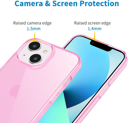 JJGoo Clear Pink Soft Shockproof Protective Slim Thin Phone Bumper Cover for iPhone 13, 6.1 inch 2021