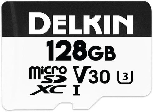 Delkin Devices 128GB Micro SD Card HYPERSPEED UHS-I (U3/V30) Max Read Speed 100MB/s, with Adapter