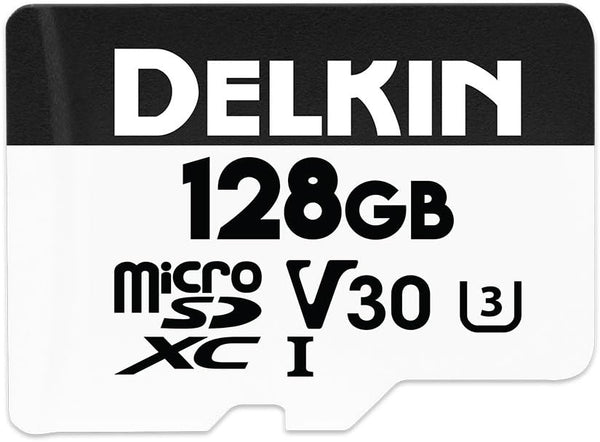 Delkin Devices 128GB Micro SD Card HYPERSPEED UHS-I (U3/V30) Max Read Speed 100MB/s, with Adapter