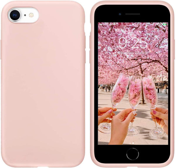 IceSword iPhone SE 3 Case 2022 - Silicone Sand Pink Liquid Gel Rubber Cover for 4.7" iPhone SE 3