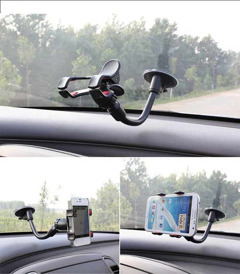 8" Flexible Gooseneck Suction Cup Cellphone Holder with Extra 3M Adhesive Mounting Disk for Multi-Purpose Use