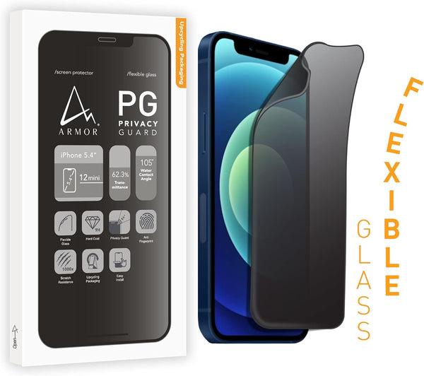 ARMOR Flexible Glass Screen Protector for iPhone 12 Mini, Privacy Guard with 9H Hardness Protection