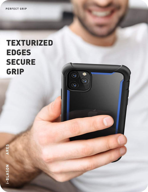i-Blason Ares Series Case for iPhone 11 Pro, Rugged Clear Bumper with Built-in Screen Protector, Blue