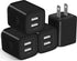 X-EDITION USB Wall Charger, 4-Pack 2.1A Dual Port USB Cube Power Adapter, Compatible with iPhone 13, 12, 11, Black
