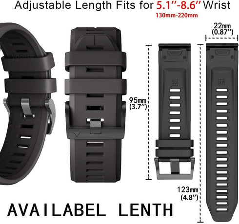 YOOSIDE 22mm Quick Fit Silicone Sport Waterproof Replacement Watch Band for Garmin Instinct/Fenix 5 (Black)
