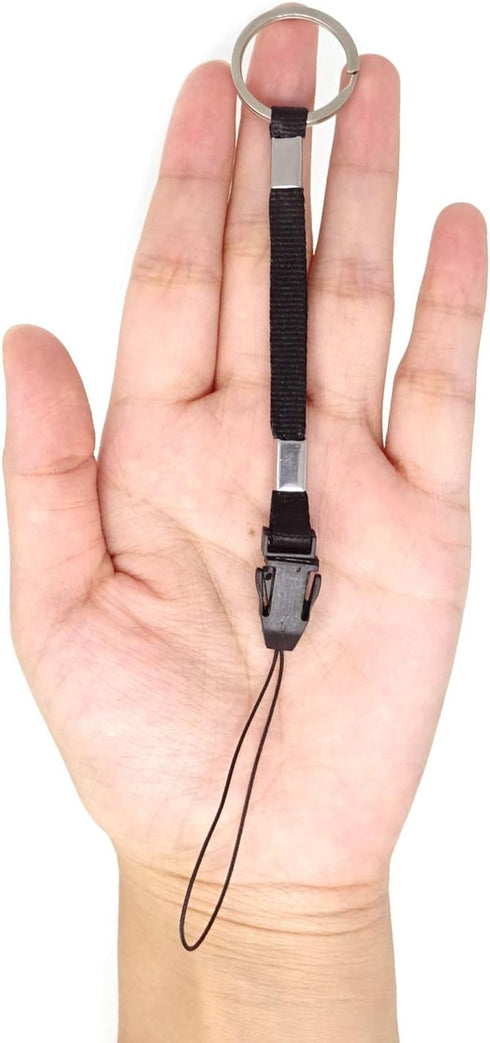Honbay 10PCS Black Nylon Straps Lanyards - Detachable Buckle for Flashlight, Cell Phone, USB Drive, and More