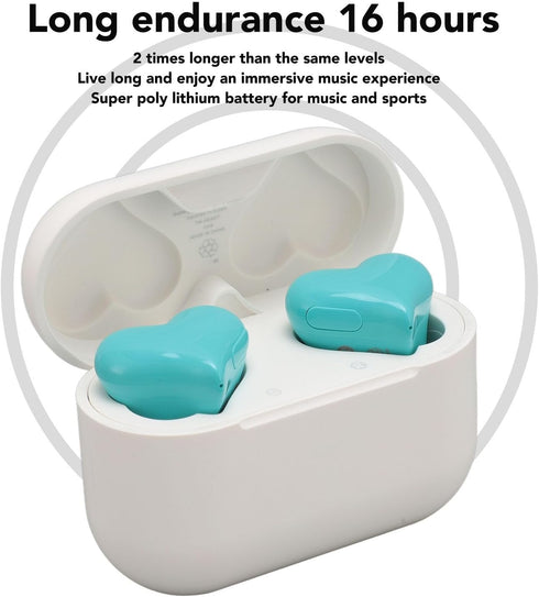 Jectse Wireless Earbuds, Heart Shaped Bluetooth Earbuds with Charging Case, Lightweight Noise Reduction Headphones