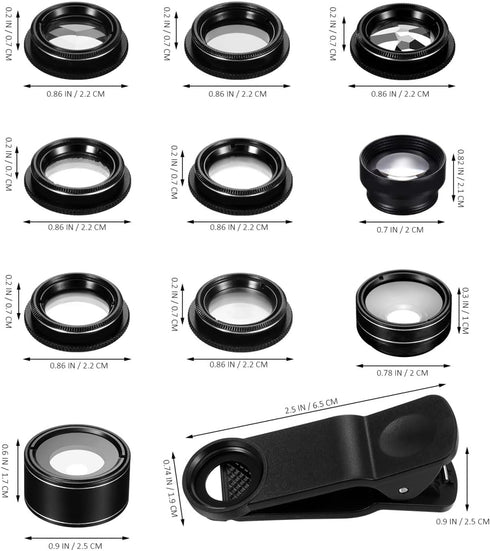 KALLORY 1Set Mobile Phone Lens Camera Lens Kit with Wide Angle Macro Fisheye and More Compatibility for Stunning