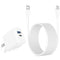 20W Dual Port Fast Charger for iPad 9th/8th/7th Gen 10.2 inch, iPad Air 3/2, with 6.6ft USB-C to Lightning Cable