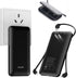 Ultra Slim 10000mAh Portable Power Bank with Built-in Cable, USB C External Battery Pack with Built-in AC Wall Plug,