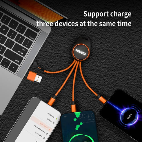 5 in 1 Multi Charging Cable, Short Universal USB Keychain Cable for Travel, Portable Nylon Braided Charging Cord with Type C/Micro USB/iOS Port Connector