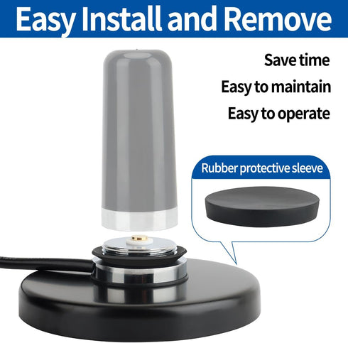 Arridioter 90mm PL259 16.4FT/5 NMO Antenna Mount Magnetic Base with Male Connector, Meters Coaxial Cable, Dust Cover