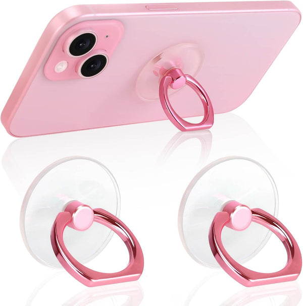 Pink Jsoerpay Clear Phone Ring Holder 2 Pack | Transparent Cell Phone Ring Grip 360°Rotation Finger Ring Stand,