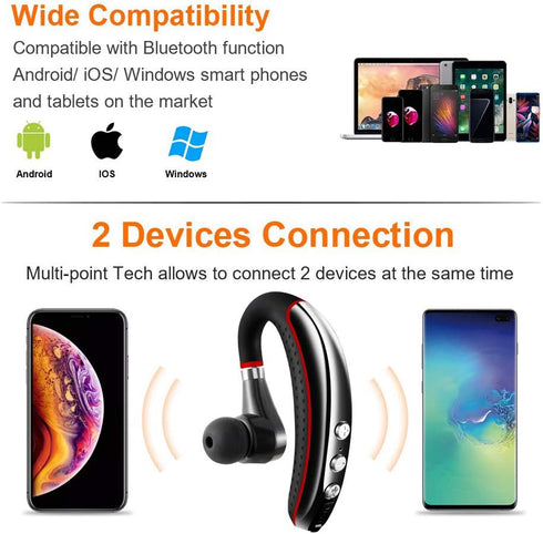 Bluetooth Headset V5.0, Wireless Earpiece with Noise Canceling Mic for Cell Phone, Sweatproof