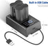 NEEWER NP-W235 Camera Battery Charger Set, Dual Slot USB Charger with LCD, 2 Pack 2400mAh Batteries for Fujifilm