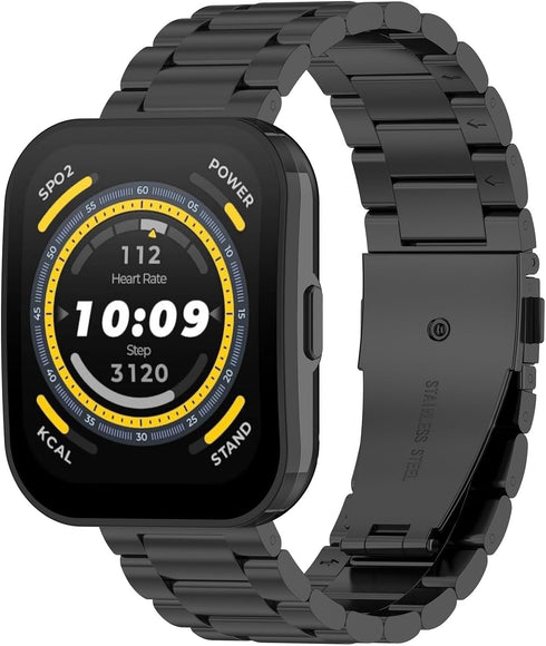 Smart Watch Bands Compatible with Amazfit Bip 5, Solid Stainless Steel Strap for Women Men, Metal Watch Link