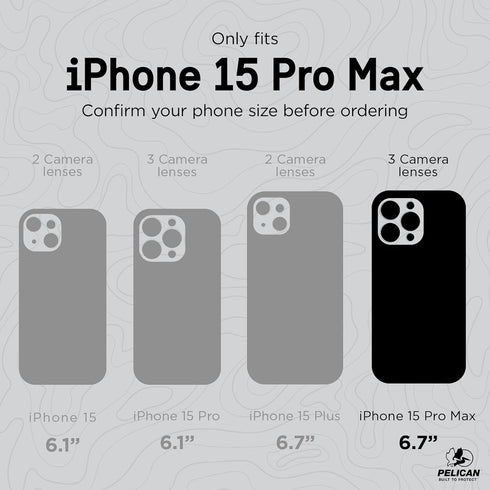 Pelican Protector Case for Apple iPhone 15 Pro Max, Carbon, 16FT MIL-STD Drop Protection, MagSafe Compatible