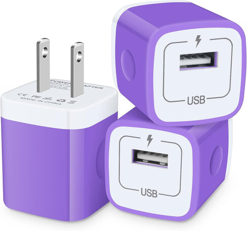 Android Charger, 3-Pack USB Wall Charger 1A/5V USB Charger Plug Single Port Charging Cube Box for iPhone 15 14 13 12