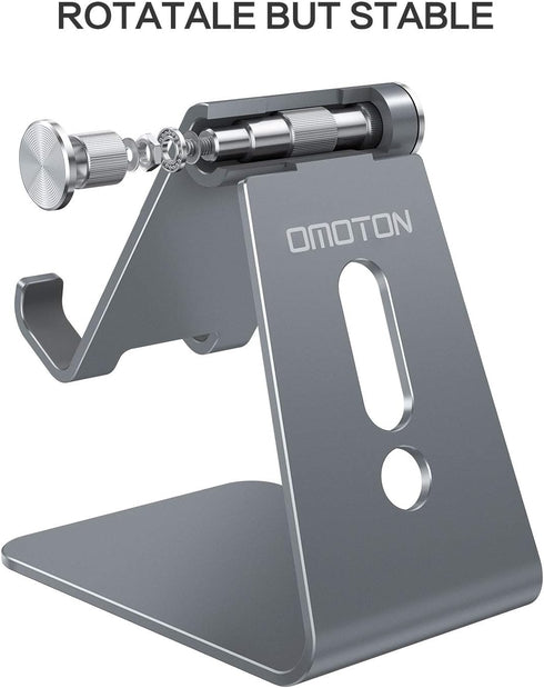 OMOTON C2 15 14 13 8 7 6, Adjustable Cell Phone Stand, Aluminum Desktop Phone Holder Dock Compatible with iPhone Xs XR