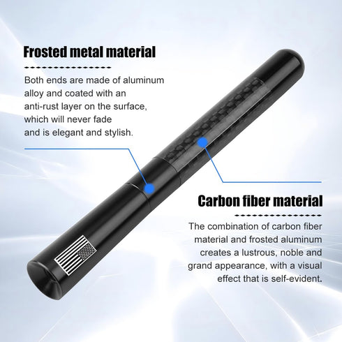 Ywdiml 4.7 inch 2Screw 9Adapter 2Rings, Carbon Fiber Car Short Antenna, American Flag Vehicle Radio Billet Antenna