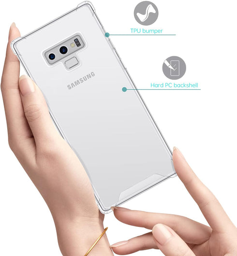 SALAWAT Clear Cute Gradient Slim Phone Case for Samsung Galaxy Note 9, Reinforced TPU Bumper, Shockproof (Crystal Clear)