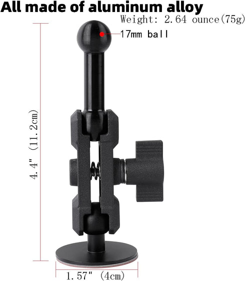 Adhesive 17mm Ball Mount with Extension Adapter for Car Phone Holder, Suction Cup Base for Mounting on Car Dashboards, 17mm Ball Head Stand Base Compatible with Garmin Nuvi GPS Navigator