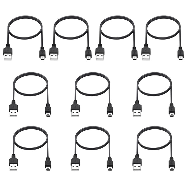 Smays Mini USB Cable 3ft, 10-Pack Bulk, Mini-B Charger Cord - Black