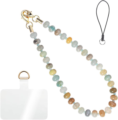 CH.yishi Handmade Natural Gemstone Beaded Charm Cell Phone Camera Lanyard, Wrist Strap,
