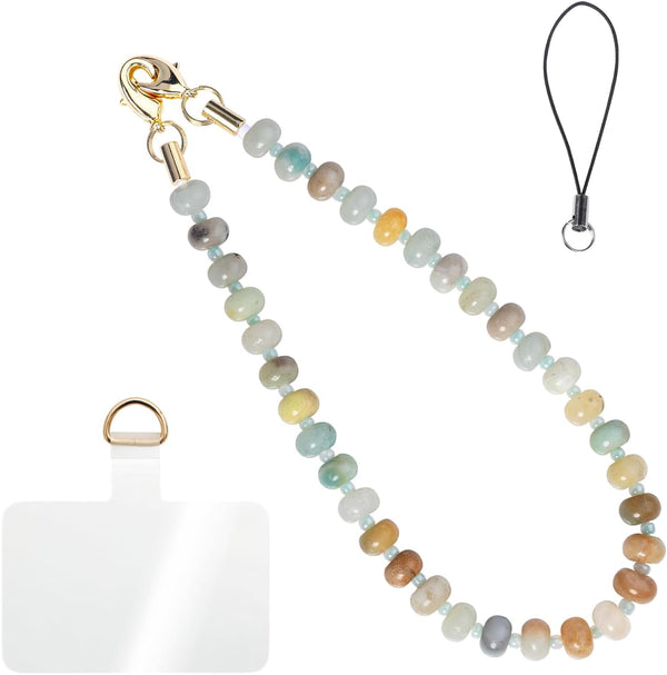 CH.yishi Handmade Natural Gemstone Beaded Charm Cell Phone Camera Lanyard, Wrist Strap,