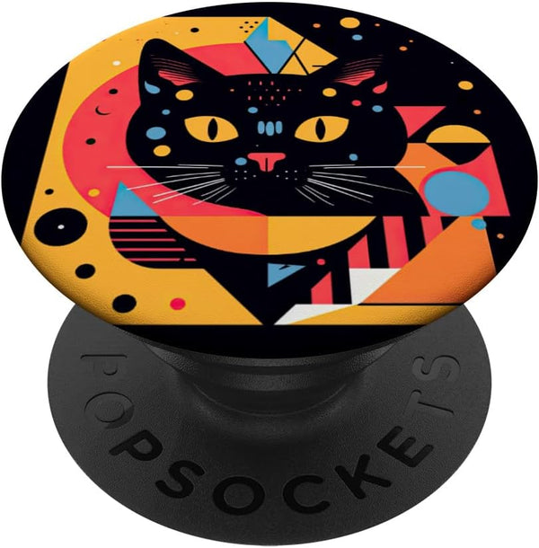 Memphis Aesthetic Cat Art 90s Retro Style PopSockets Swappable PopGrip