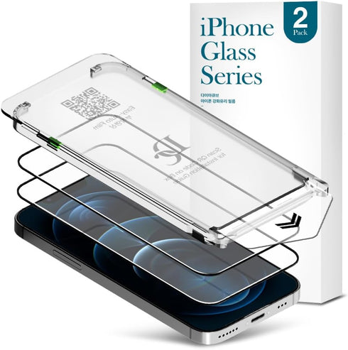 2 PACK Premium Glass Screen Protector for iPhone 12/12 Pro, 9H Hardness, Easy Auto Dust Removal Installation Kit