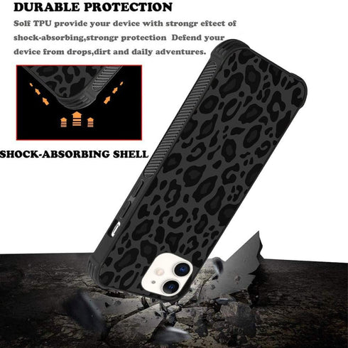 KANGHAR Case for iPhone 11, Black Leopard Design, Tire Texture Non-Slip + Shockproof Rugged TPU Protective Case (6.1