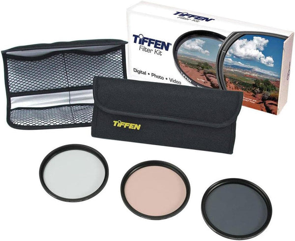 Tiffen 58mm Photo Essentials Kit with UV Protector, 812 Color Warming, Circular Polarizing Glass Filters, 4 Pocket Pouch