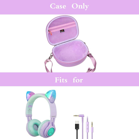 Mchoi Hard Case for Riwbox CT-7 Pink/Jack CT-7S Cat Green/iClever IC-HS01 Headphones, Travel Protective Case