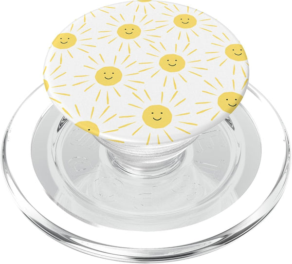Smiling Sun Pattern Cute Happy Sunny Face Cartoon PopSockets PopGrip for MagSafe