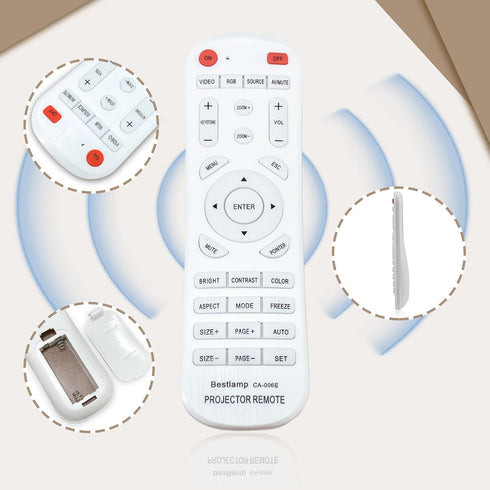 Universal Projector Remote Control for Acer, BenQ, Dell, Eiki, Epson, Fujitsu, Hitachi, Infocus, and more