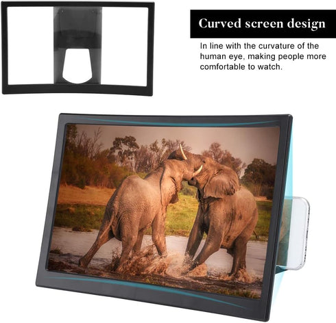 T angxi 12'' 3D Curved Screen Magnifier, HD Mobile Video Movie Smartphone Screen Amplifier Projector Cell phne Stand