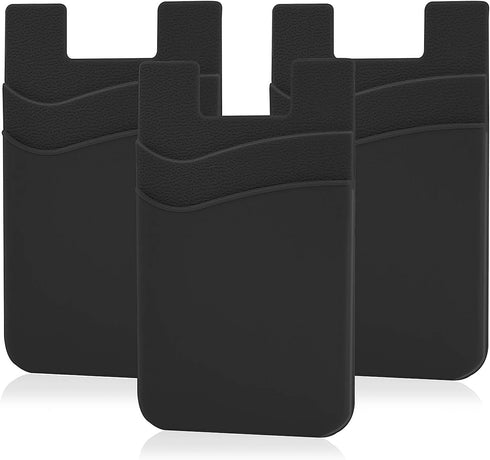 Senose Silicone Adhesive Stick-on Phone Wallet, Card Holder Pouch Sleeve for iPhone Samsung Galaxy, Pack of 3