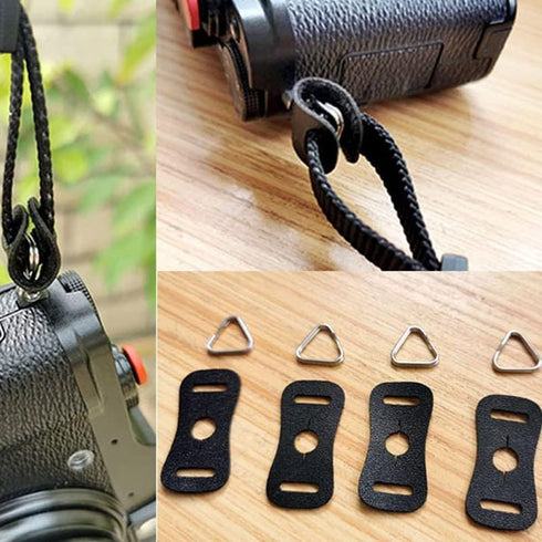 4 Pack Camera Triangle Split Ring Leather Pad Protector Cover Lug Ring Shoulder Strap Belt Hook Holder Replacement Universal for Fujifilm Canon Nikon Sony Olympus Pentax Mirrorless DSLR Camera
