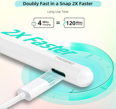 Metapen iPad Pencil A11 for iPad 10th/9th, Air 5/4/3, Bluetooth, Quick Button, Alternative for Apple Pen Pencil 1st/2nd