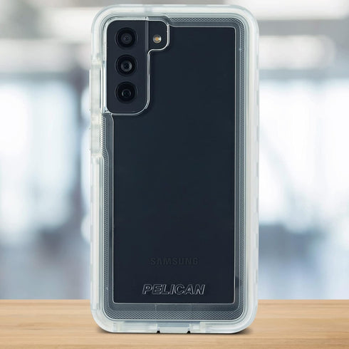 Pelican Voyager Series Samsung Galaxy S21 FE Case, Heavy Duty Rugged Phone Case with Belt Clip Holster, Clear