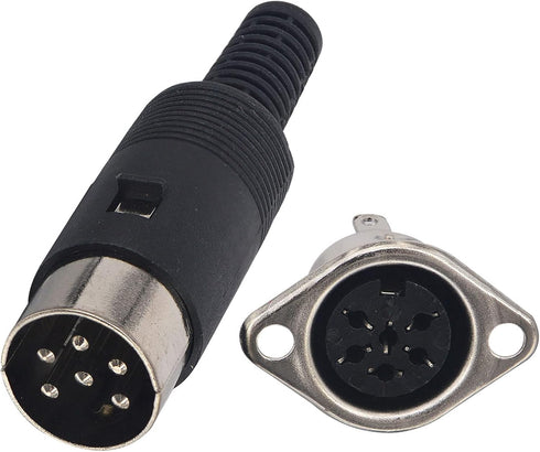DIN 6 Pin Male Plug Solder Connector + Female Adapter Recessed Socket Panel Mount AV Adapter Set of 2