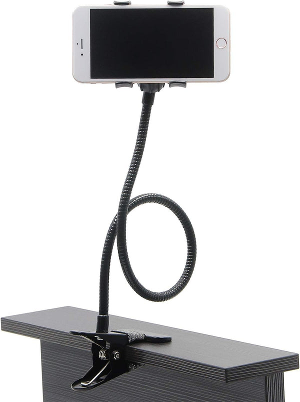 Universal Lazy Bracket Mobile Phone Stand - Flexible Gooseneck Long Arm Clip (Metal)